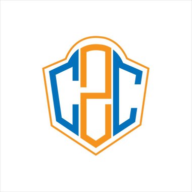 Beyaz arkaplanda CZC soyut monogram kalkan logosu tasarımı. CZC yaratıcı harflerin baş harfleri logosu.