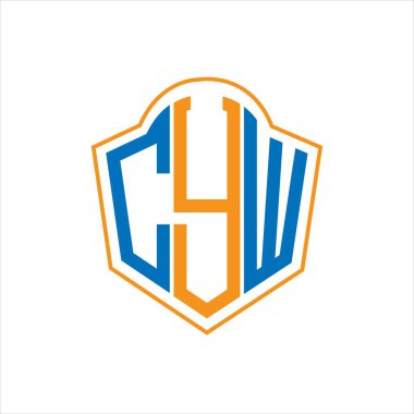 Beyaz arka planda CYW soyut monogram kalkan logosu tasarımı. CYW yaratıcı harfler harfi logosu.