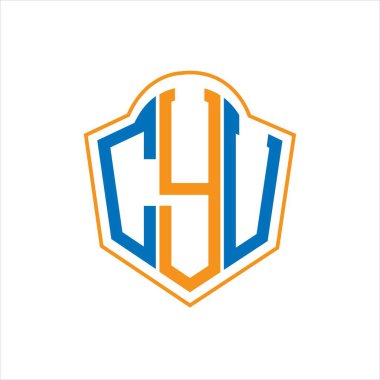 Beyaz arka planda CYU soyut monogram kalkan logosu tasarımı. CYU yaratıcı harflerin baş harfleri..