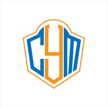 Beyaz arkaplanda CYM soyut monogram kalkan logosu tasarımı. CYM yaratıcı harflerin baş harfleri logo.