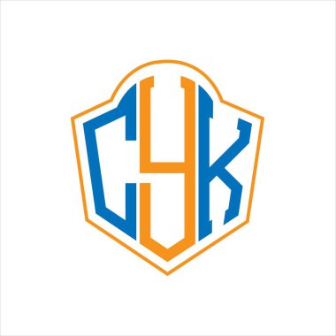 Beyaz arkaplanda CYK soyut monogram kalkan logosu tasarımı. CYK yaratıcı harflerin baş harfleri logo.