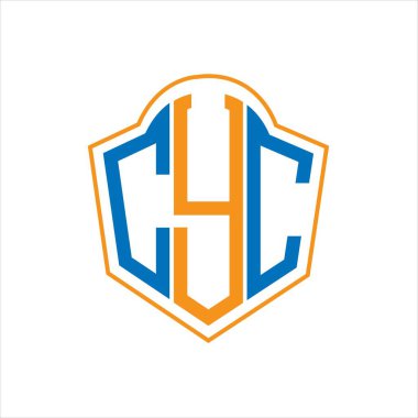 Beyaz arkaplanda CYC soyut monogram kalkan logosu tasarımı. CYC yaratıcı harflerin baş harfleri logo.