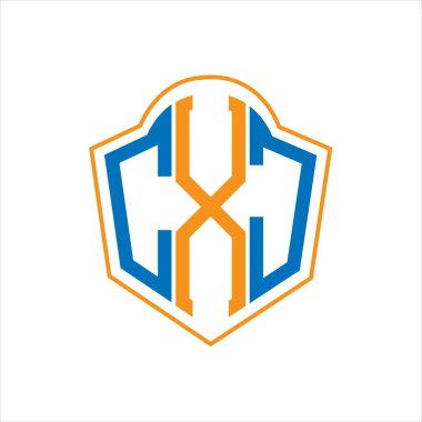 Beyaz arkaplanda CXJ soyut monogram kalkan logosu tasarımı. CXJ yaratıcı harflerin baş harfleri logosu.