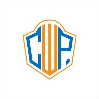 Beyaz arkaplanda CWP soyut monogram kalkan logosu tasarımı. CWP yaratıcı harfler harfi logosu.