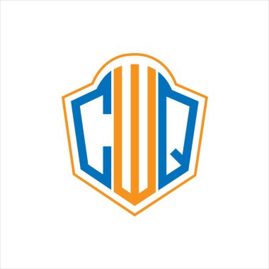 Beyaz arka planda CWQ soyut monogram kalkan logosu tasarımı. CWQ yaratıcı harflerin baş harfleri logosu.