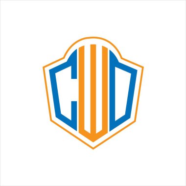 Beyaz arka planda CWO soyut monogram kalkan logosu tasarımı. CWO yaratıcı harfler harfi logosu.