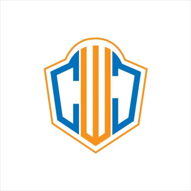 Beyaz arkaplanda CWJ soyut monogram kalkan logosu tasarımı. CWJ yaratıcı harflerin baş harfleri logo.