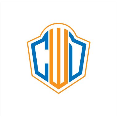 Beyaz arkaplanda CWD soyut monogram kalkan logosu tasarımı. CWD yaratıcı harflerin baş harfleri logosu.