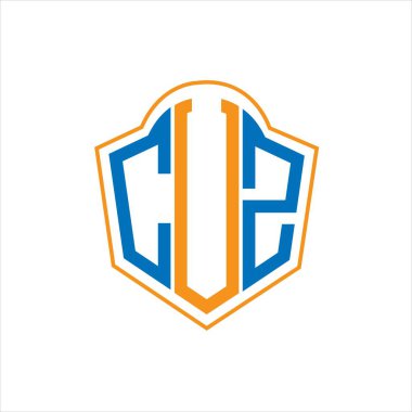 Beyaz arkaplanda CVZ soyut monogram kalkan logosu tasarımı. CVZ yaratıcı harf logosu.