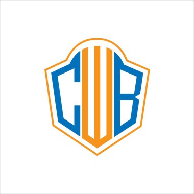 Beyaz arkaplanda CWB soyut monogram kalkan logosu tasarımı. CWB yaratıcı harflerin baş harfleri logosu.