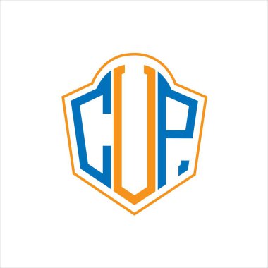 Beyaz arkaplanda CVP soyut monogram kalkan logosu tasarımı. CVP yaratıcı harflerin baş harfleri logosu.