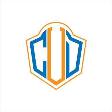 Beyaz arkaplanda CVD soyut monogram kalkan logosu tasarımı. CVD yaratıcı harflerin baş harfleri logosu.