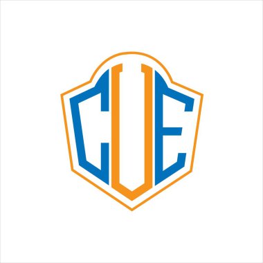 Beyaz arka planda soyut monogram kalkan logosu tasarımı. CVE yaratıcı harfler harfi logosu.