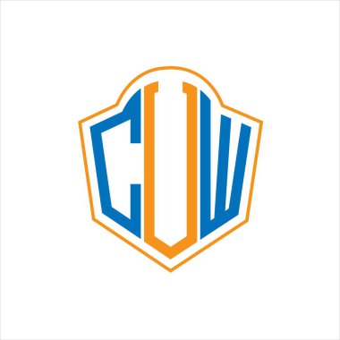 Beyaz arka planda CUW soyut monogram kalkan logosu tasarımı. CUW 'un baş harfleri harf logosu. Beyaz arkaplanda soyut monogram kalkan logosu tasarımı. CUW yaratıcı harflerin baş harfleri logosu.