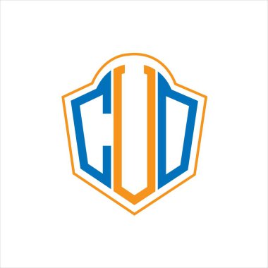 Beyaz arkaplanda CUO soyut monogram kalkan logosu tasarımı. CUO yaratıcı harflerin baş harfleri logosu.