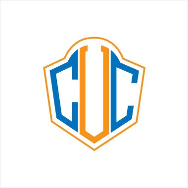 Beyaz arka planda CUC soyut monogram kalkan logosu tasarımı. CUC yaratıcı harfler harfi logosu.