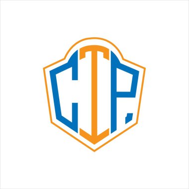CTP soyut monogram kalkan logosu tasarımı beyaz arkaplanda. CTP yaratıcı harflerin baş harfleri logosu.