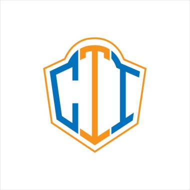 Beyaz arka planda CTI soyut monogram kalkan logosu tasarımı. CTI yaratıcı harf logosu.