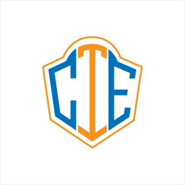 Beyaz arka planda CTE soyut monogram kalkan logosu tasarımı. CTE yaratıcı harfler harfi logosu.