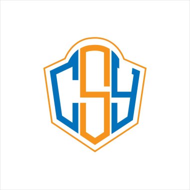 Beyaz arka planda CSY soyut monogram kalkan logosu tasarımı. CSY yaratıcı harfler harfi logosu.