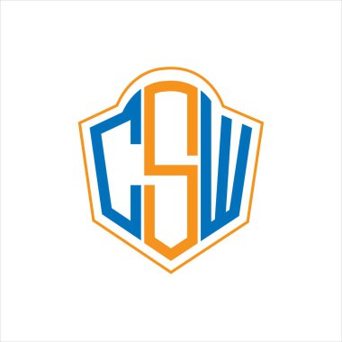 Beyaz arkaplanda CSW soyut monogram kalkan logosu tasarımı. CSW yaratıcı harflerin baş harfleri logosu.