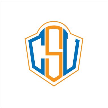 Beyaz arka planda CSU soyut monogram kalkan logosu tasarımı. Olay Yeri İnceleme yaratıcı harflerin baş harfleri..