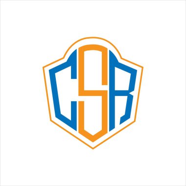 Beyaz arka planda CSR soyut monogram kalkan logosu tasarımı. CSR yaratıcı harflerin baş harfleri..