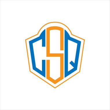 Beyaz arka planda CSQ soyut monogram kalkan logosu tasarımı. CSQ yaratıcı harflerin baş harfleri logosu.