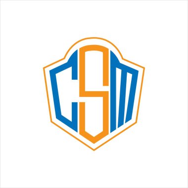 Beyaz arkaplanda CSM soyut monogram kalkan logosu tasarımı. CSM yaratıcı harflerin baş harfleri..