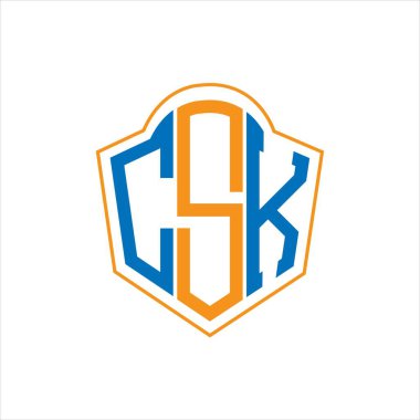 Beyaz arkaplanda CSK soyut monogram kalkan logosu tasarımı. CSK yaratıcı harflerin baş harfleri logosu.