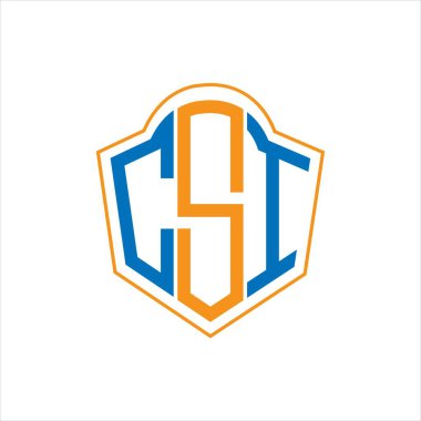 Beyaz arka planda CSI soyut monogram kalkan logosu tasarımı. CSI yaratıcı harflerin baş harfleri logosu.