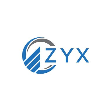 Beyaz arka planda ZYX Düz muhasebe logosu tasarımı. ZYX 'in yaratıcı baş harfleri, 