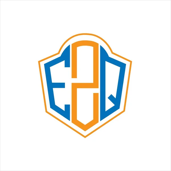 Diseño Abstracto Del Logotipo Del Escudo Del Monograma Ezq Sobre — Archivo Imágenes Vectoriales