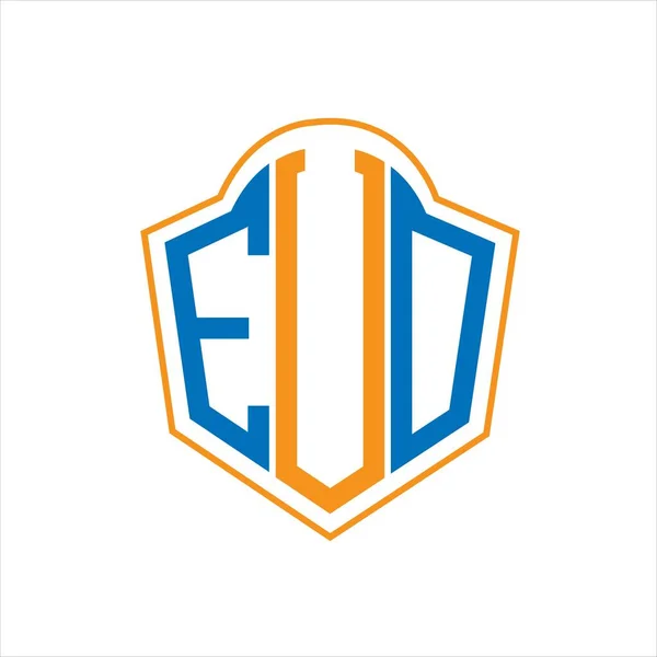 Euo在白色背景上抽象的单字盾徽设计 Euo创意首字母标识 — 图库矢量图片