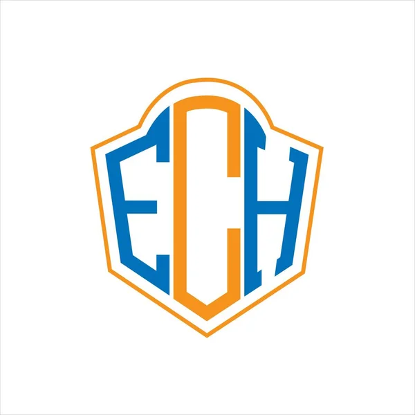 Ech Abstrait Logo Bouclier Monogramme Conception Sur Fond Blanc Ech — Image vectorielle