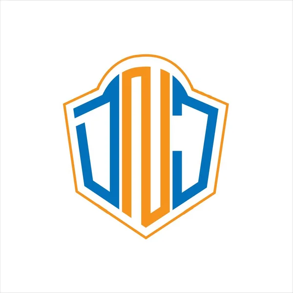 Dnj Abstrakcyjny Projekt Logo Tarczy Monogramowej Białym Tle Dnj Twórcze — Wektor stockowy