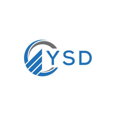 Beyaz arka planda YSD Düz Muhasebe logosu tasarımı. YSD 'nin yaratıcı harflerinin baş harfleri, 