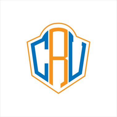 CRU abstract monogram shield logo design on white background. CRU creative initials letter logo.	