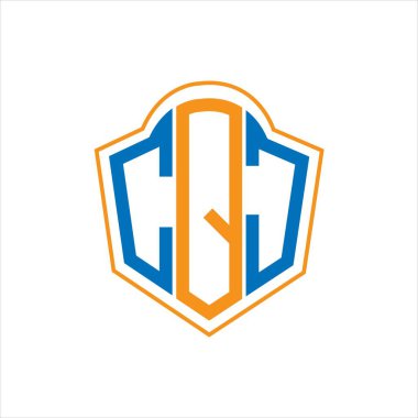 CQJ abstract monogram shield logo design on white background. CQJ creative initials letter logo.	