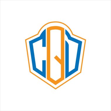 CQD abstract monogram shield logo design on white background. CQD creative initials letter logo.	