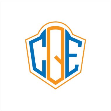 CQE abstract monogram shield logo design on white background. CQE creative initials letter logo.	