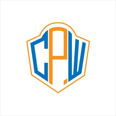 CPW abstract monogram shield logo design on white background. CPW creative initials letter logo.	