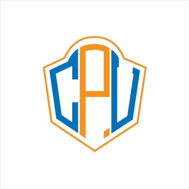 CPU abstract monogram shield logo design on white background. CPU creative initials letter logo.	