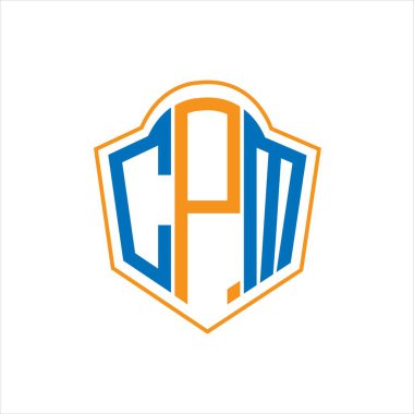 CPM abstract monogram shield logo design on white background. CPM creative initials letter logo.	