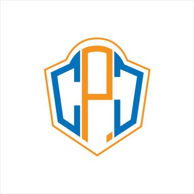 CPJ abstract monogram shield logo design on white background. CPJ creative initials letter logo.	