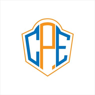 CPE abstract monogram shield logo design on white background. CPE creative initials letter logo.	