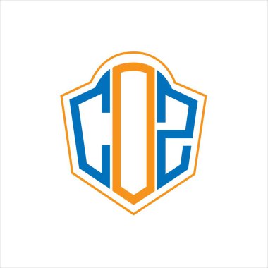 COZ abstract monogram shield logo design on white background. COZ creative initials letter logo.	