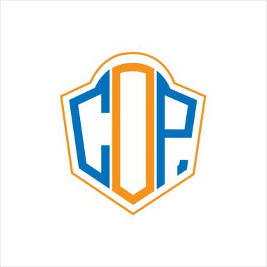 COP abstract monogram shield logo design on white background. COP creative initials letter logo.	