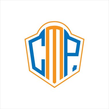 CMP abstract monogram shield logo design on white background. CMP creative initials letter logo.	