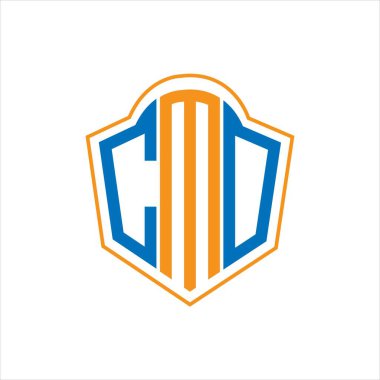 CMO abstract monogram shield logo design on white background. CMO creative initials letter logo.	